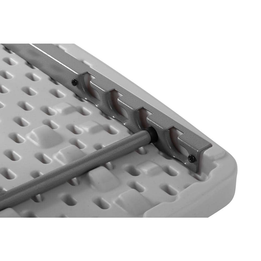Adjustable Gray Steel and Plastic Folding Table