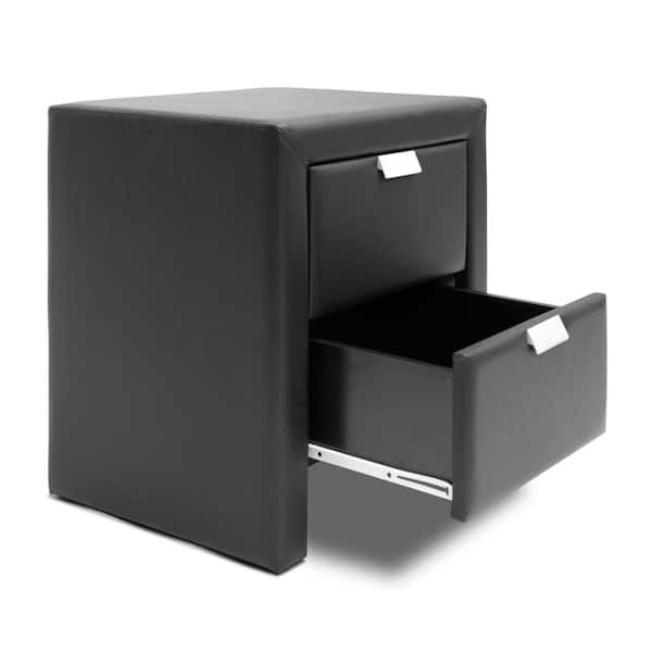 Baxton Studio Frey Black Upholstered Modern Nightstand Baxton Studio Frey Black Upholstered Modern Nightstand