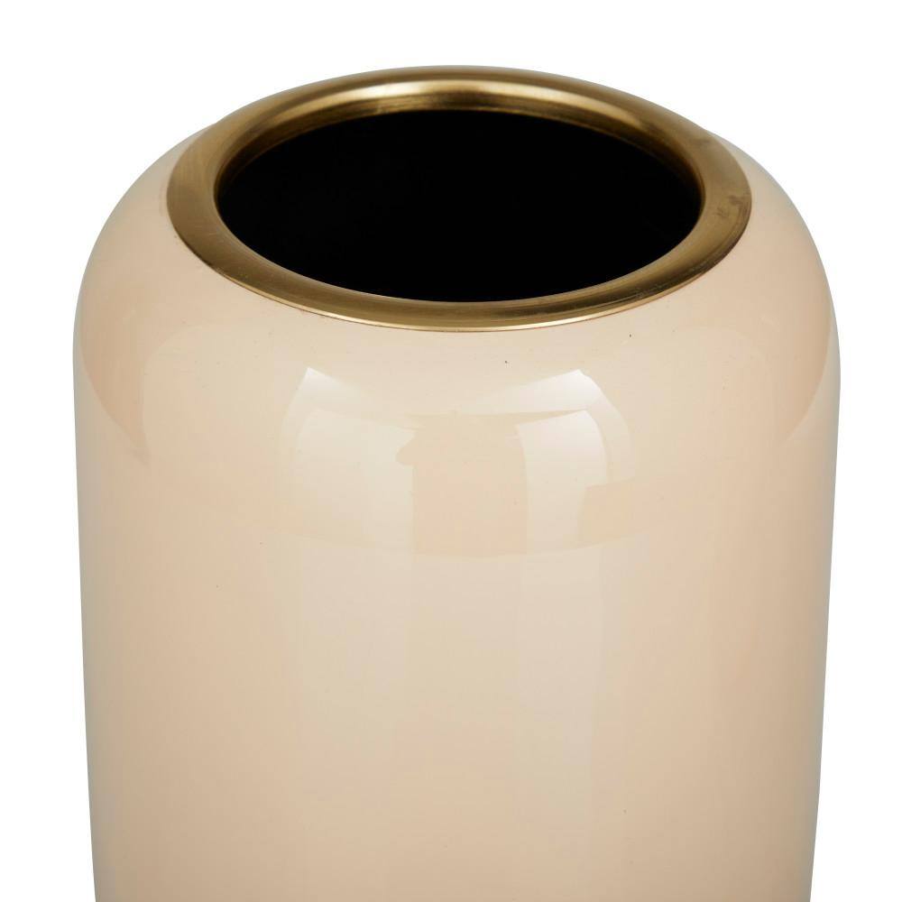 Cream and Gold Metal Round Vase Set, 13" and 11"