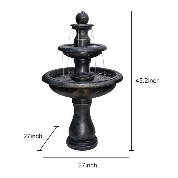 28.7-in H Outdoor Water Fountain, 5-Tier Concrete Cascading Waterfall - Grey - Floor - Stone