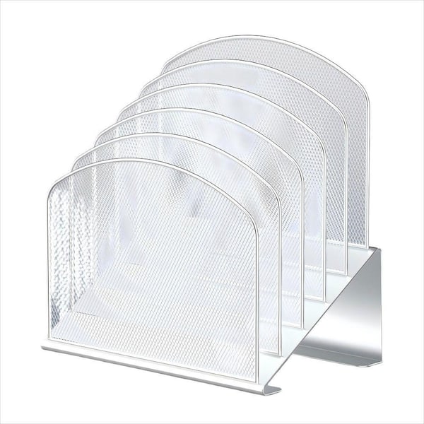 11.25 in. W x 11.5 in. H Metallics Inclined Desk File Bookends, 5 Slot Desktop File Folder Holder for Office (2-Pack)