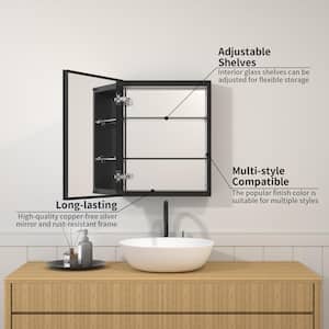 16 in. x 20 in. Frameless Recessed or Surface-Mount Beveled Single Mirror Bathroom Medicine Cabinet