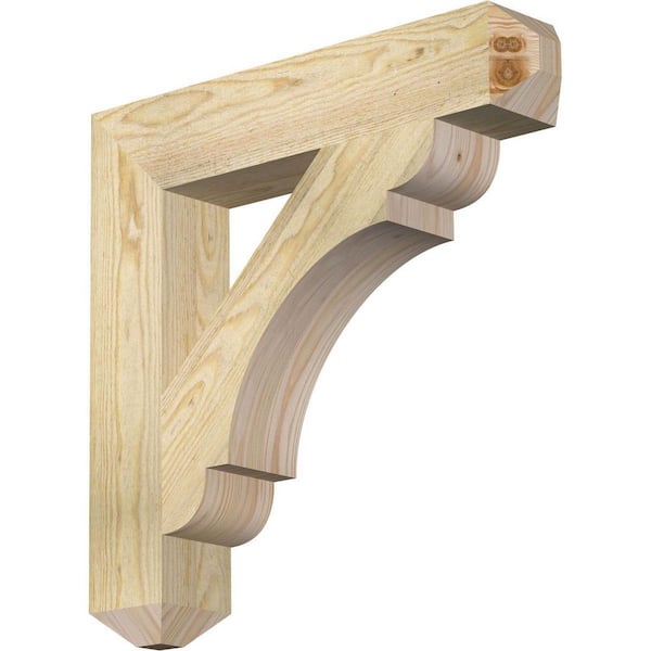 Ekena Millwork 4 in. x 22 in. x 22 in. Douglas Fir Olympic Craftsman Rough Sawn Bracket