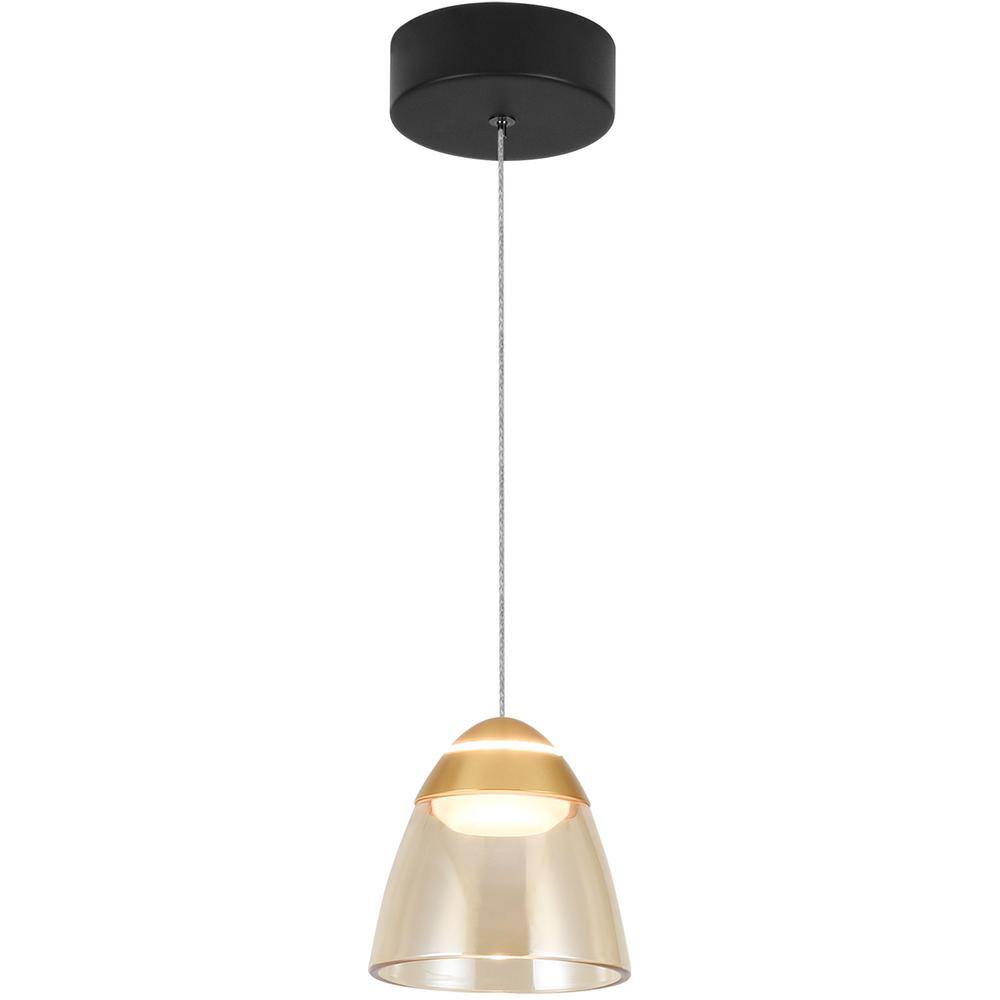 Roma Contemporary Gold LED Pendant Light with Glass Shade