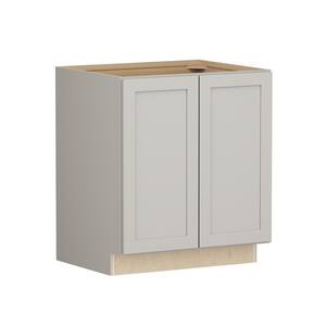 Shaker Full Overlay 30 in. W. x 24 in. D x 34.5 in. H Plywood Assembled Full Height Base Kitchen Cabinet in Stone Gray