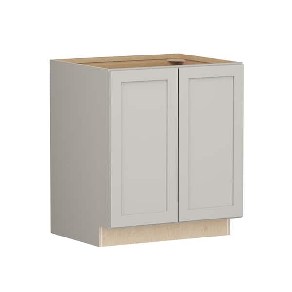SIMPLY WOODMARK PRO Shaker Full Overlay 30 in. W. x 24 in. D x 34.5 in. H Plywood Assembled Full Height Base Kitchen Cabinet in Stone Gray
