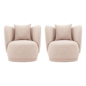 Siri Wheat Contemporary Linen Upholstered Accent Chair with Pillows (Set of 2)