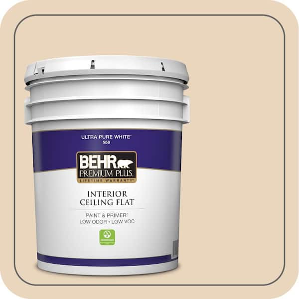 BEHR PREMIUM PLUS 5 gal. #PPH-14 Roasted Almond Ceiling Flat Interior Paint