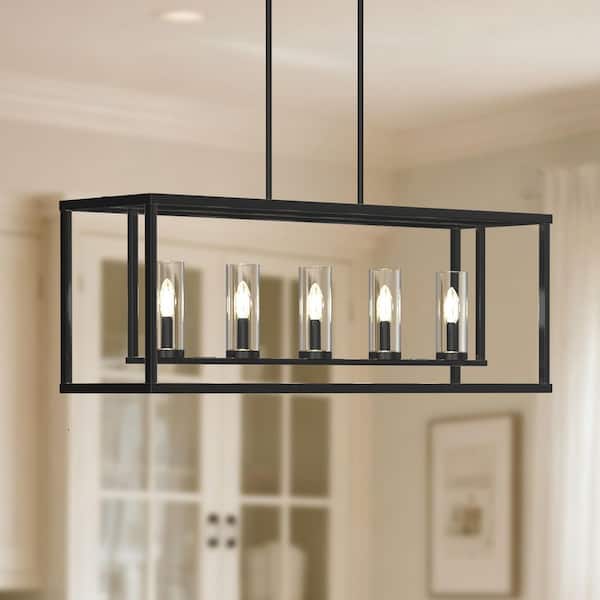 Emeritpro 5 Light Island Pendant Light with Matte Black Finish