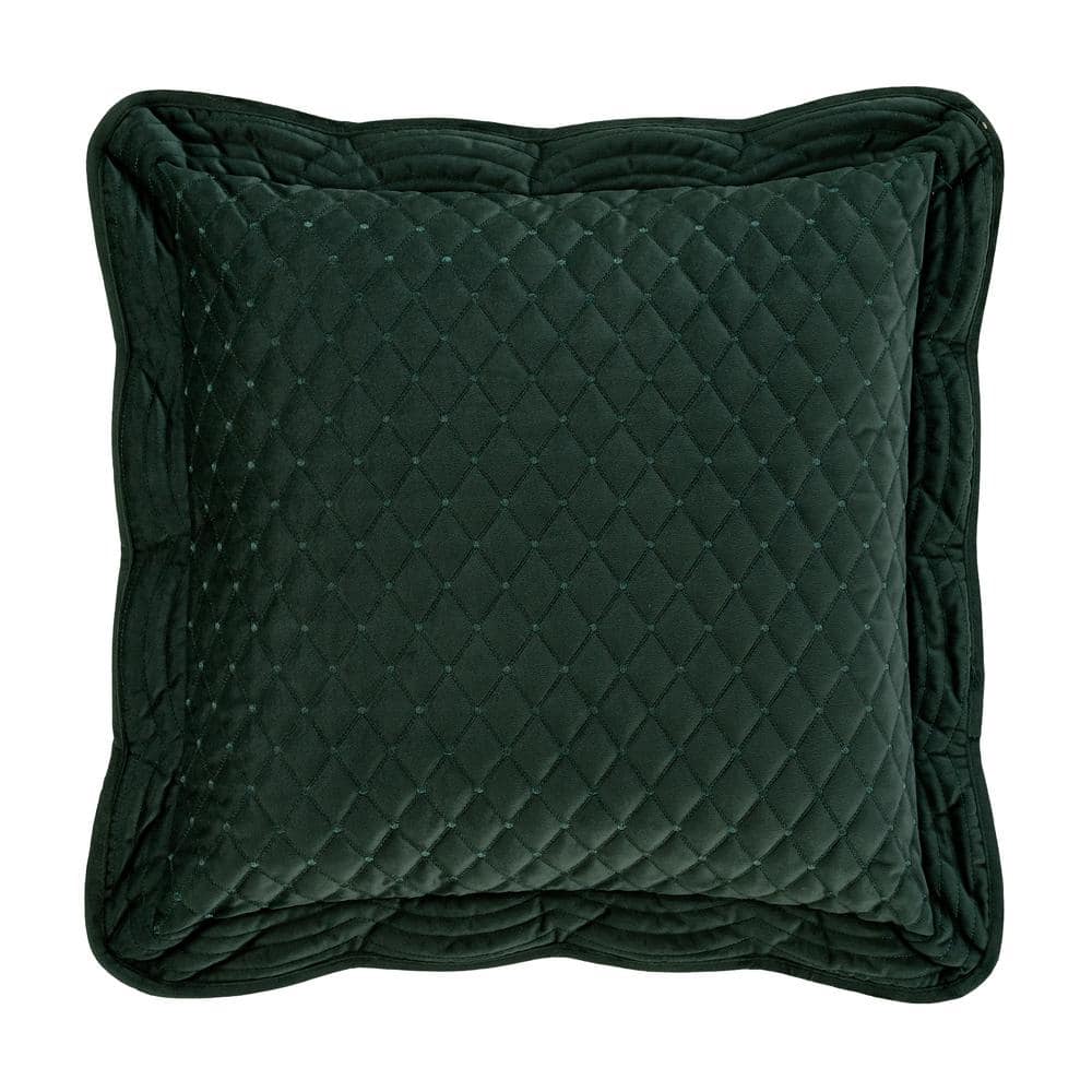 Monica Evergreen Polyester 18 in. Square Quilted Decorative Throw Pillow 18