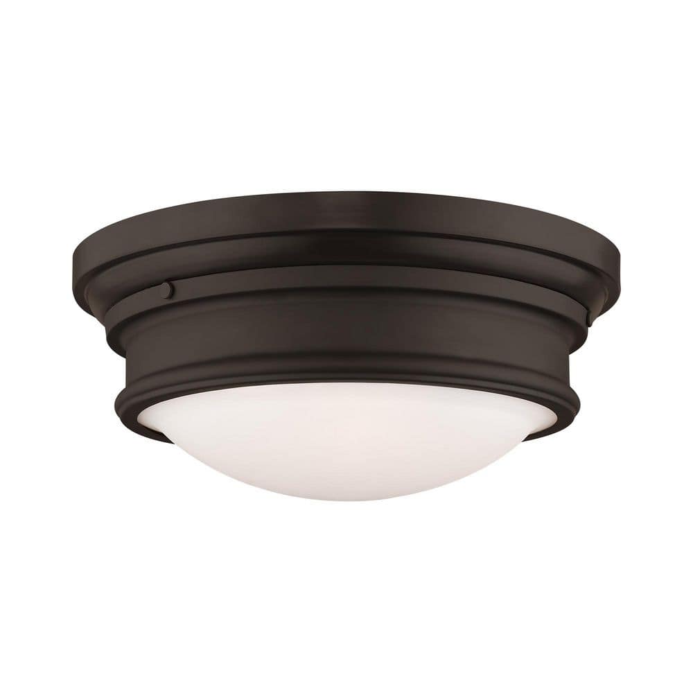 Bronze 15.5" Hand Blown Glass 3-Light Flush Mount