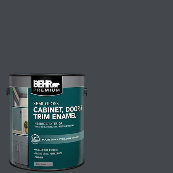 BEHR PREMIUM 1 gal. #PPU24-23 Little Black Dress Semi-Gloss Enamel  Interior/Exterior Cabinet, Door & Trim Paint 712301 - The Home Depot