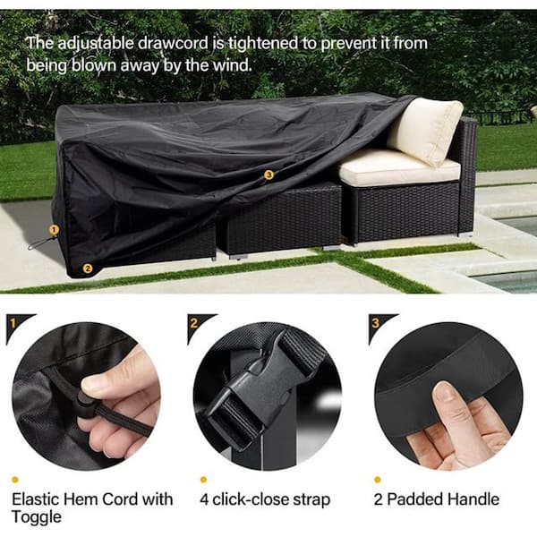 LAUSAINT HOME 108 x 62 Black Rectangular Patio Furniture