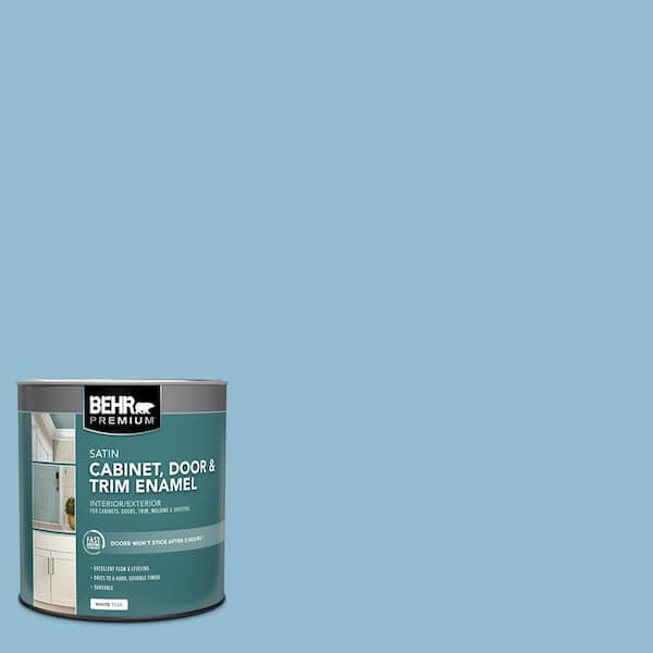 BEHR PREMIUM 1 qt. #S490-3 Reef Blue Satin Enamel Interior/Exterior Cabinet, Door & Trim Paint