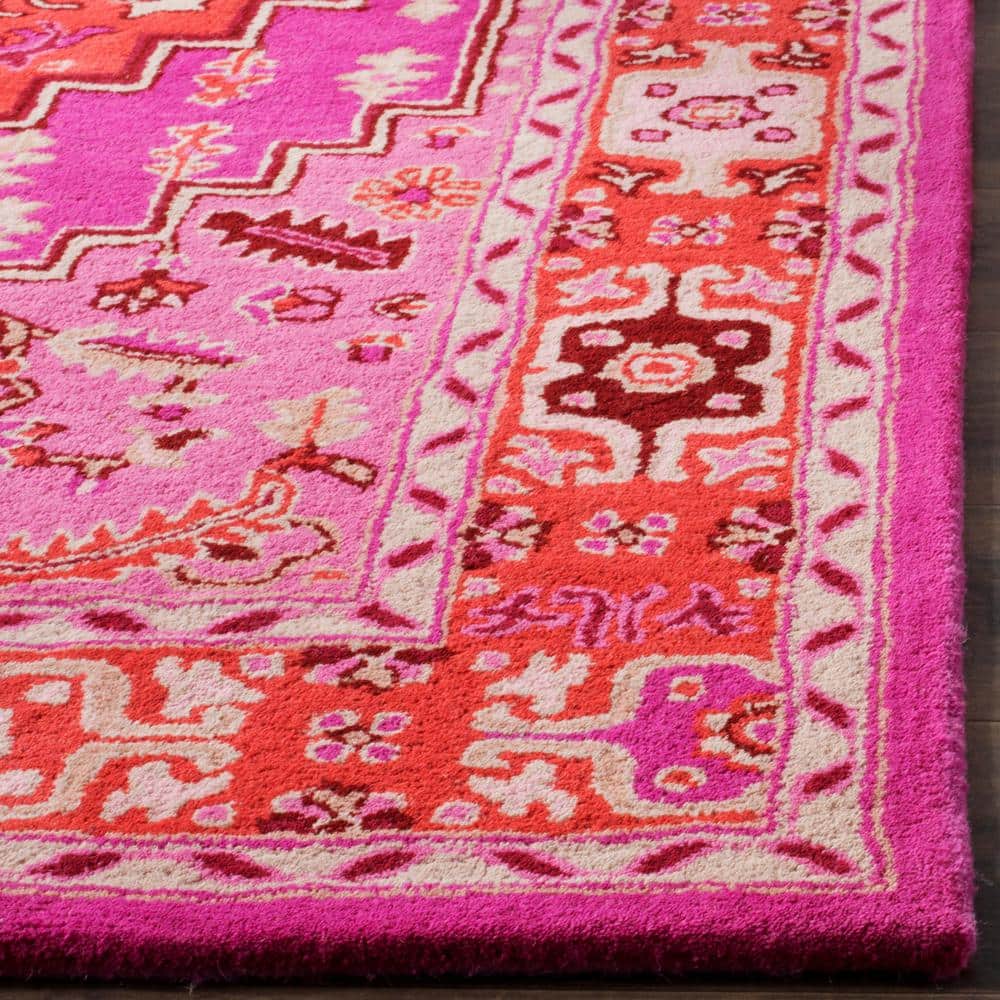 Handmade Tufted Wool Rectangular Rug in Red/Pink, 8' x 10'