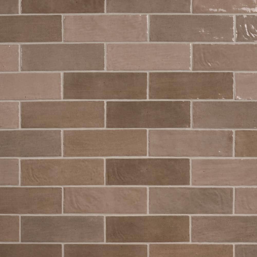 Karma 3" x 8" Brown Glazed Ceramic Subway Wall Tile