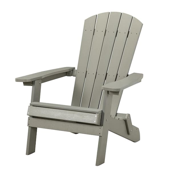 JAYDEN CREATION Louise Grey White Weather and Rust Resistant Plastic  Folding Adirondack Chair OCWS0343-GREY - The Home Depot