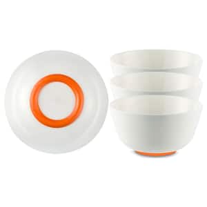 25 oz. 5 in. White with Orange Base PBT Palm Non-Slip Cereal Bowl (Set of 4)