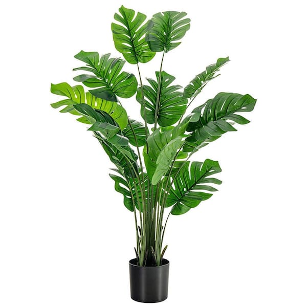5 ft. Artificial Tree Fake Monstera Deliciosa Plant in Pot with 15 Split  Leaves Faux Plant for Indoor Outdoor
