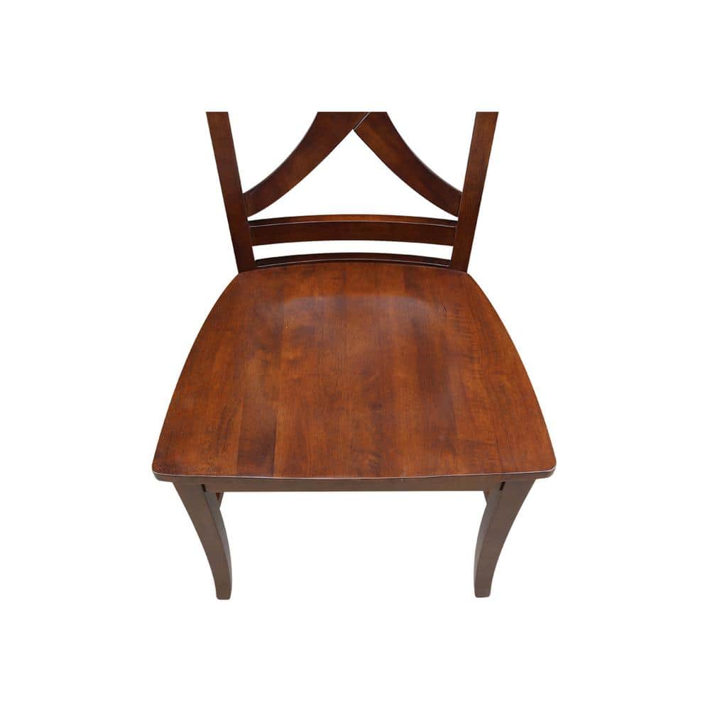 Set of 2 Vineyard Espresso Solid Wood Cross-Back Dining Chairs