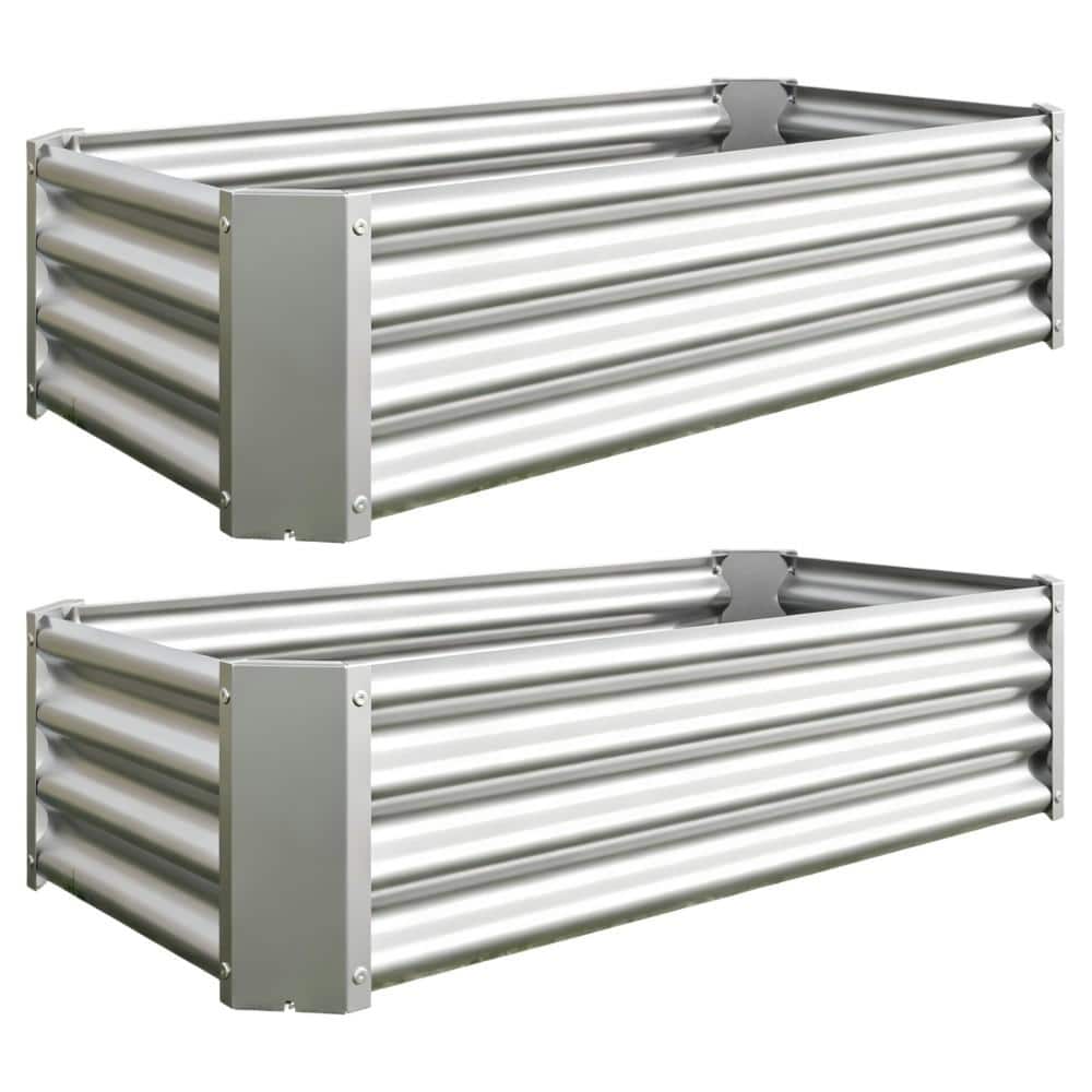 4 ft. L x 2 ft. W x 1 ft. H Silver Metal Rectangular Raised Garden Bed, Raised Planter for Flowers Plants, 2PCS price history on PriceWatchPro