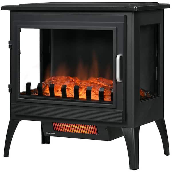 24 in. Freestanding Infrared Electric Fireplace with Adjustable Temperature, Overheat Protection in Black