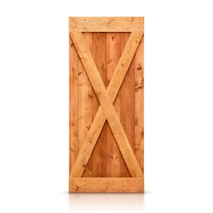 42 in. x 84 in. Distressed X Series Red Walnut Solid Knotty Pine Wood Interior Sliding Barn Door Slab