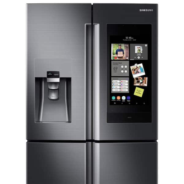 Samsung 22 cu. ft. Family Hub 4-Door FrenchDoor Smart Refrigerator in Fingerprint Resistant Black Stainless, Counter Depth