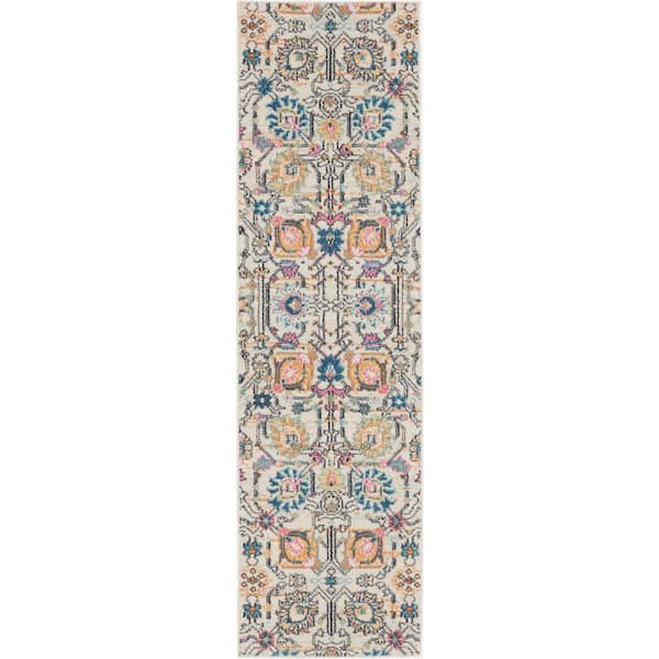 Nourison Passion Ivory/Multi 2 ft. x 8 ft. Floral Transitional Kitchen Runner Area Rug