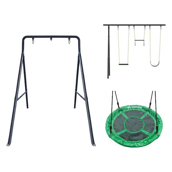 Unbranded Outdoor Support Bars Plus Extension Plus Adjustable Rope Swing Set