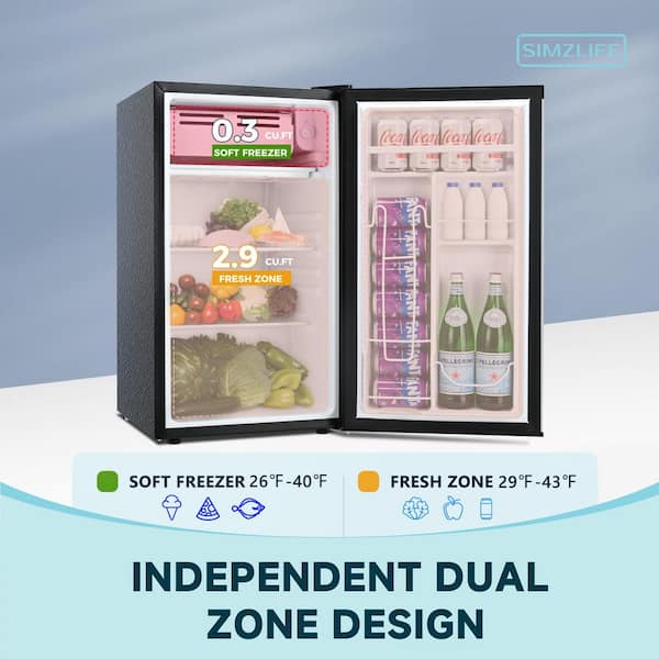 3.2 cu. ft. Compact Mini Refrigerator with Freezer, Reversible Door, Adjustable Thermostat for Office, Dorm in Silver