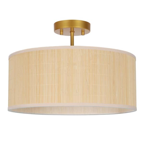 Prime Ray Zenith 16 in. 4-Light Gold Drum Semi Flush Mount Ceiling