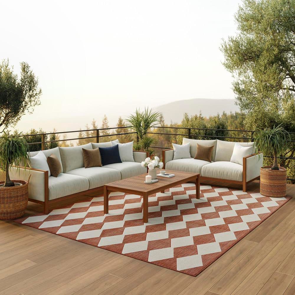Nourison Positano Terracotta 9 ft. x 12 ft. Diamond Contemporary