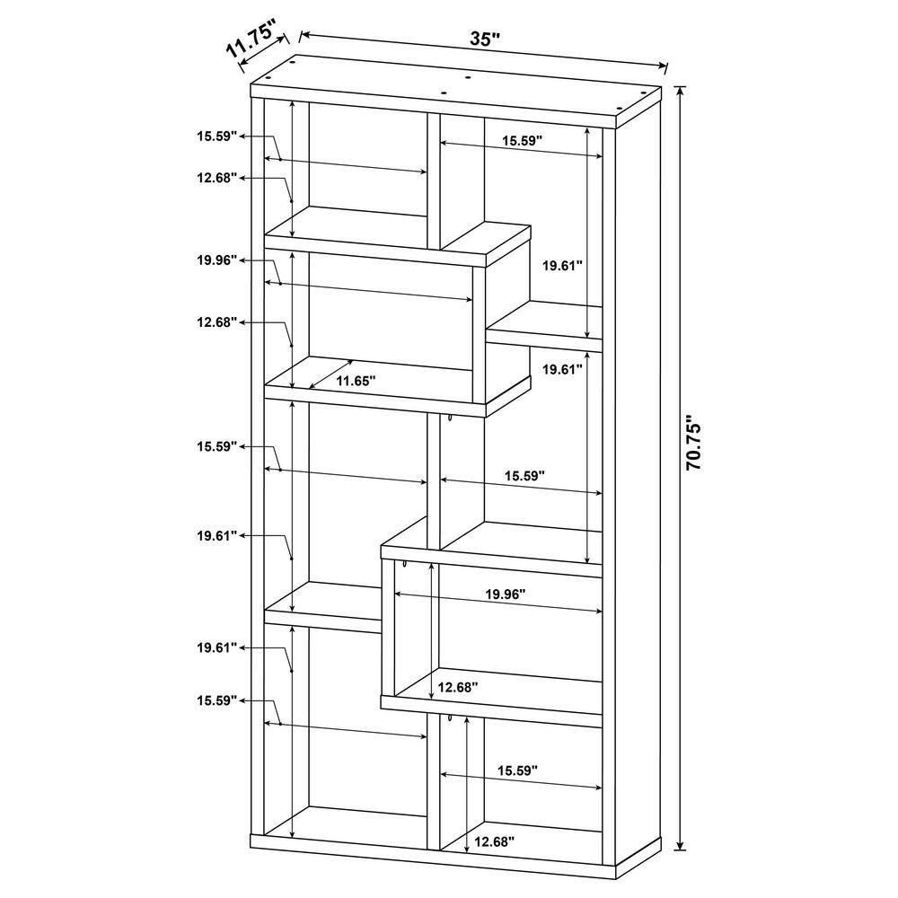 Transitional Driftwood Gray 70.75" Wooden Cube Bookcase