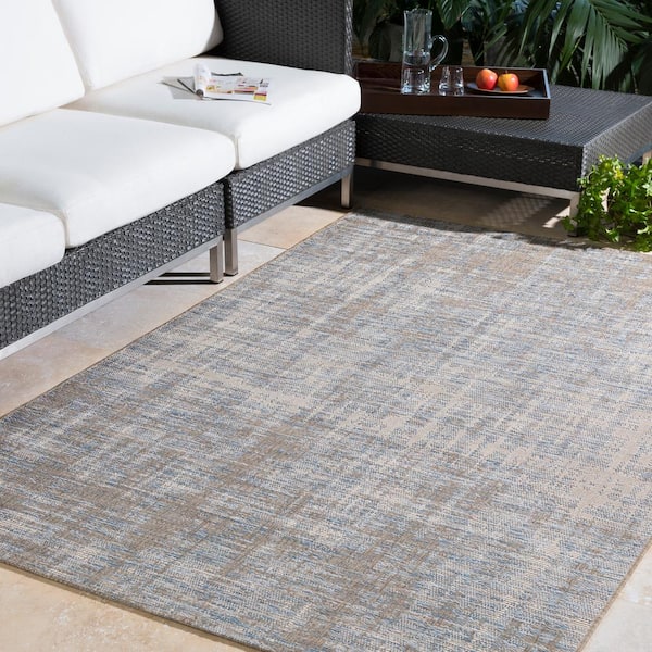 Evonne Sky Blue 5 ft. x 8 ft. Indoor/Outdoor Patio Area Rug