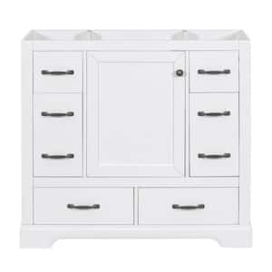 36 in. W x 18 in. D x 33 in. H Bath Vanity Cabinet without Top in White with 6-Drawers and Door Storage Shelf