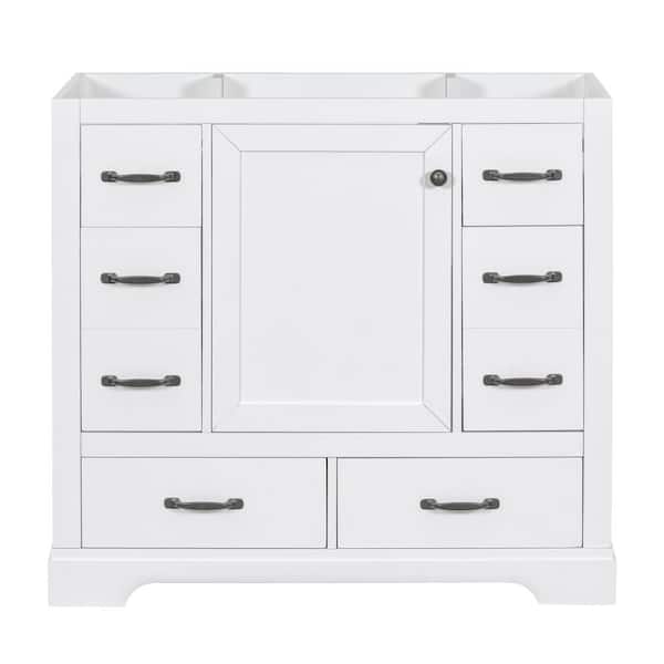 EPOWP 36 in. W x 18 in. D x 33 in. H Bath Vanity Cabinet without Top in White with 6-Drawers and Door Storage Shelf
