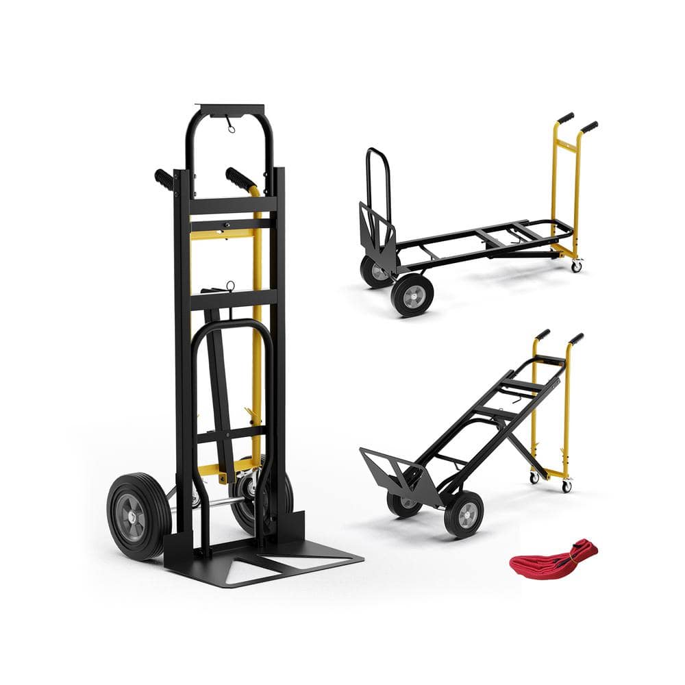 KEDSUM 270LBS Utility Luggage Cart With 4 Wheels, 100% Aluminum Hand Truck Dolly, Folding Hand Truck With Advanced Tank Wheels, Portable Dolly Cart For Luggage, Travel, Shopping, Office Use
