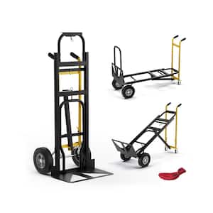 800 lb. 3-in-1 Convertible Hand Truck Metal Dolly Cart with 4 Rubber Wheels for Transport