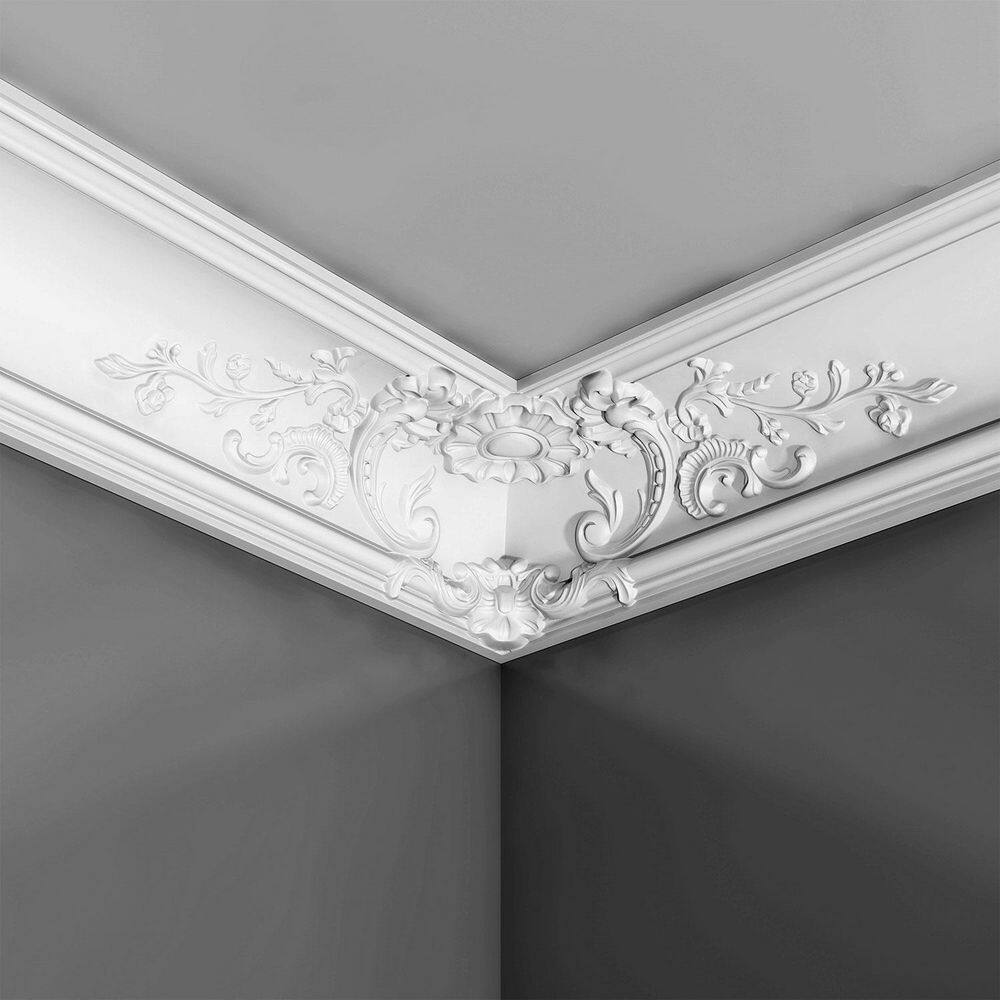 Primed White High Density Polyurethane Ornate Crown Moulding Set