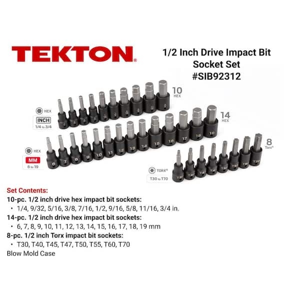 1/2 in. Drive Hex/Torx Bit Impact Socket Set, 32-Piece (1/4-3/4 in., 6-19 mm, T30-T70)