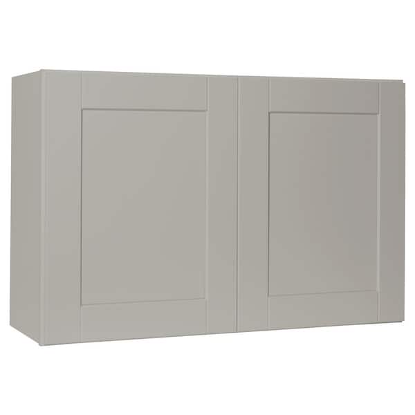 Hampton Bay Shaker 36 in. W x 12 in. D x 24 in. H Assembled Wall Bridge Kitchen Cabinet in Dove Gray with Shelf