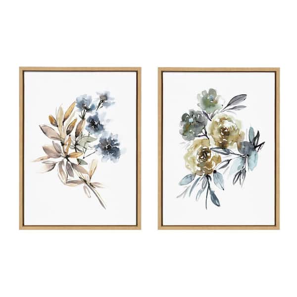 Kate and Laurel Sylvie "Yellow Roses and Muted Blue Flowers" by Sara Berrenson 2-Piece Framed Art Print 18 in. x 24 in.