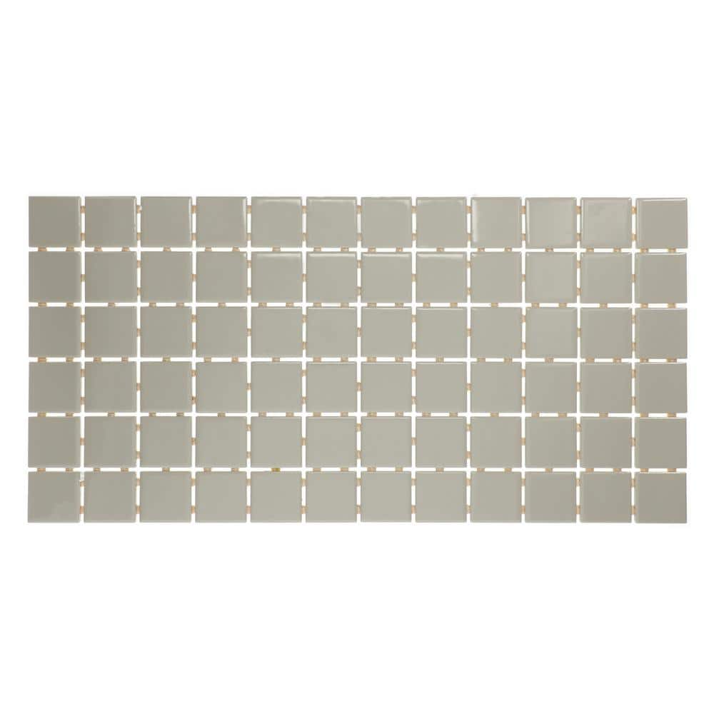 Restore Natural Gray 4 in. x 4 in. Glazed Ceramic Mosaic Sample Tile