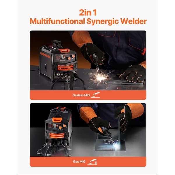 2 in 1 MIG 130 Amp Synergic Mig Welding Machine 110-Volt Welding Machine with IGBT Inverter,Electric AC Flux Core Welder
