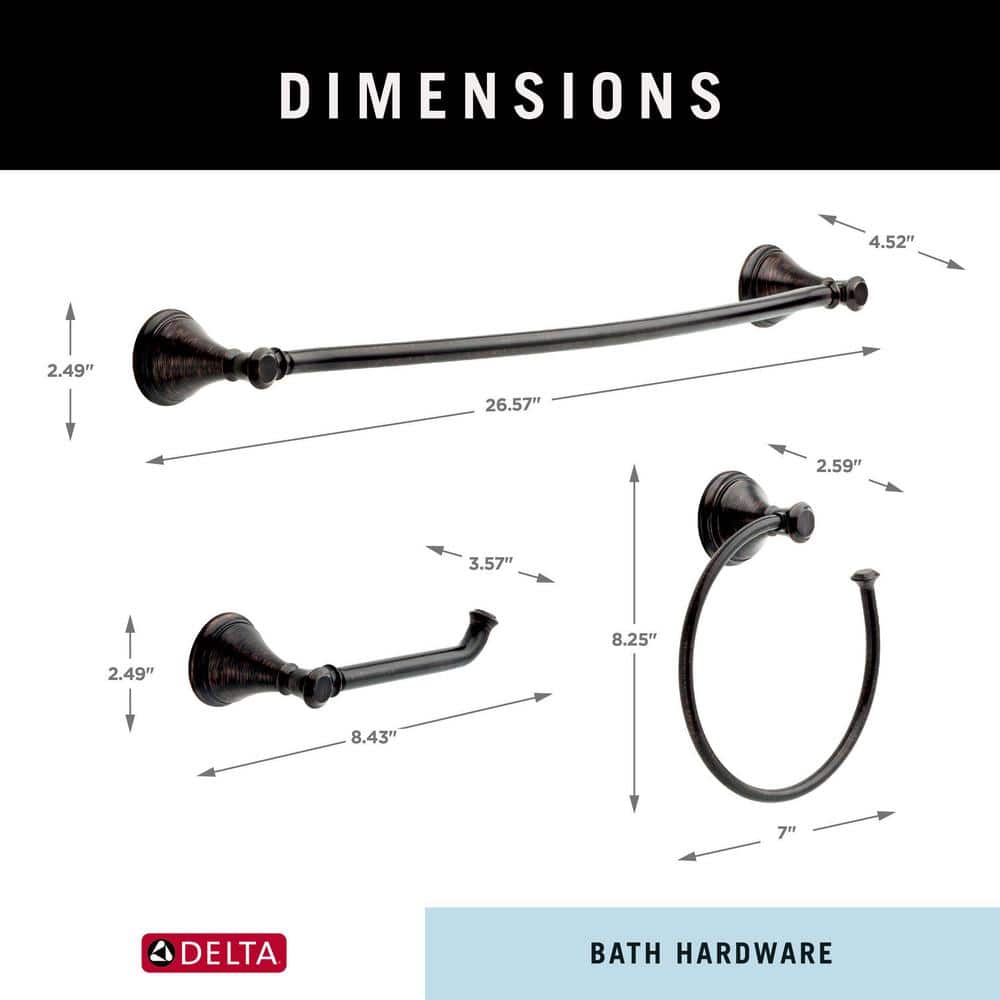 Venetian Bronze 3-Piece Bathroom Hardware Set with Towel Bar, Ring, and Holder