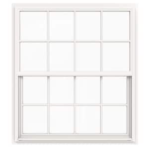 48 in. x 60 in. V-4500 Series White Single-Hung Vinyl Window with 8-Lite Colonial Grids/Grilles