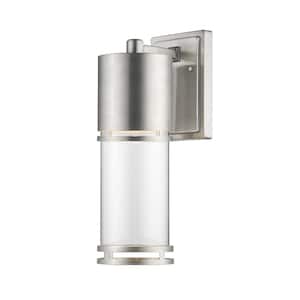 Luminata 11W 13 in. Brushed Aluminum Integrated LED Aluminum Hardwired Outdoor Weather Resistant Barn Wall Sconce Light