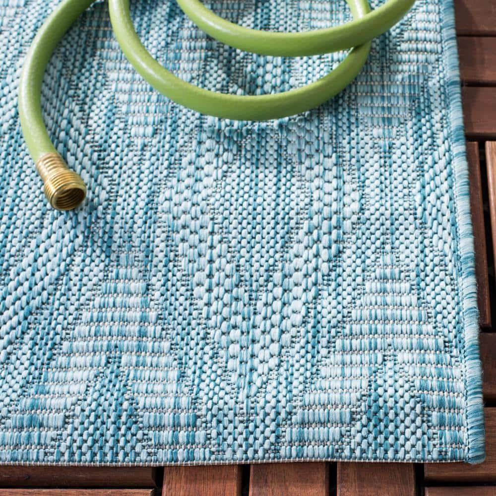 Blue Geometric Flat Woven Synthetic 9' x 12' Area Rug