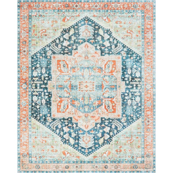 Tayse Rugs Estate Navy 8 ft. x 10 ft. Persian Indoor Area Rug